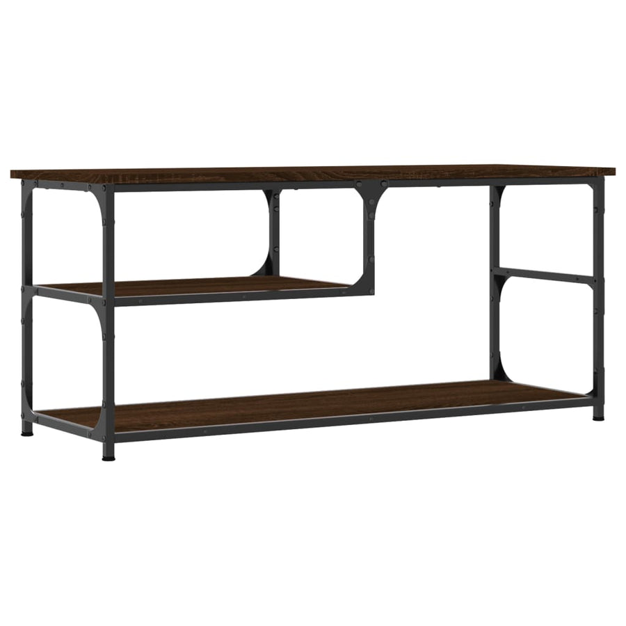 Tv-Meubel 03X38X46,5 Cm Bewerkt Hout Staal Bruin Eikenkleur Bruineiken
