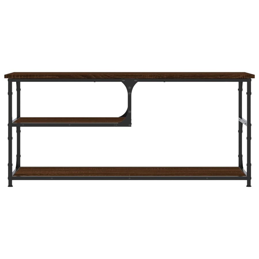 Tv-Meubel 03X38X46,5 Cm Bewerkt Hout Staal Bruin Eikenkleur Bruineiken
