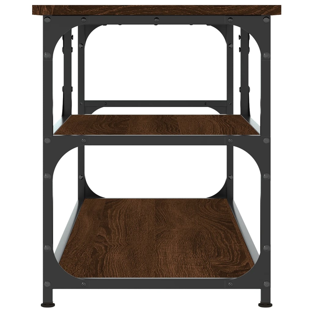 Tv-Meubel 03X38X46,5 Cm Bewerkt Hout Staal Bruin Eikenkleur Bruineiken