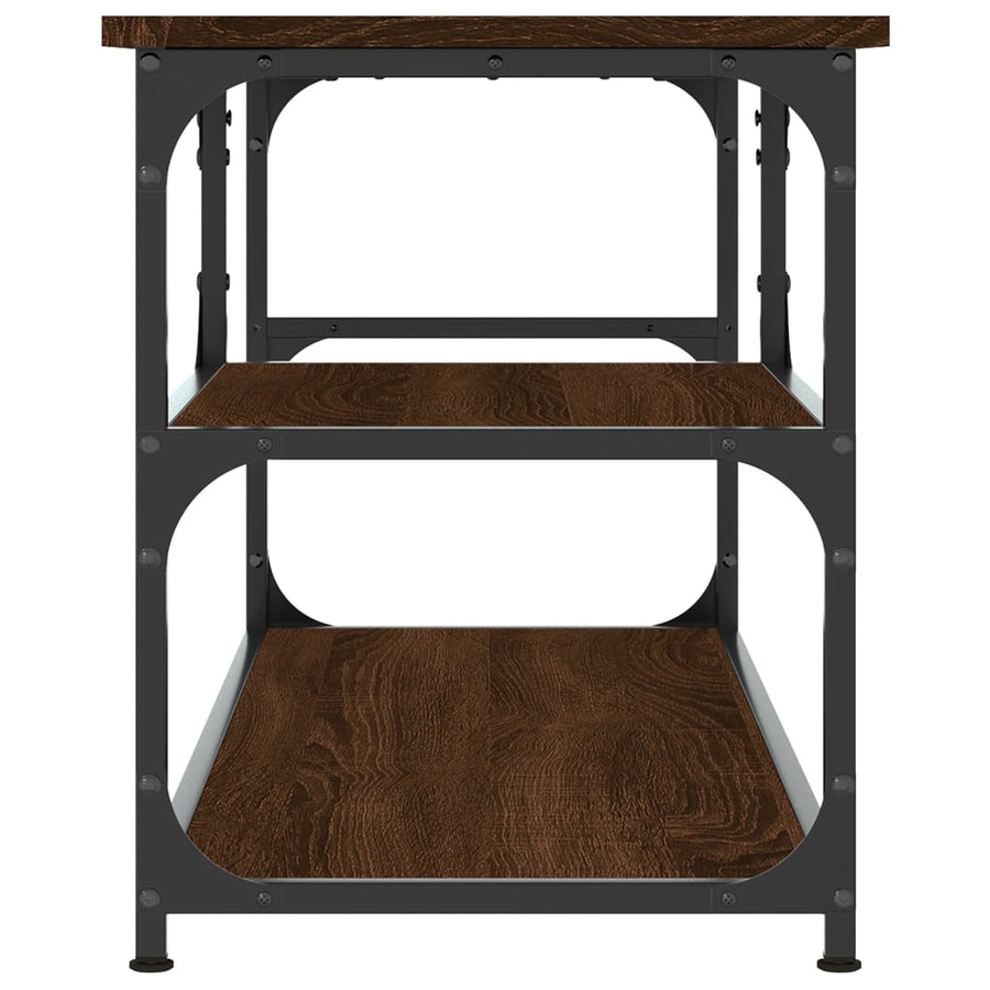 Tv-Meubel 03X38X46,5 Cm Bewerkt Hout Staal Bruin Eikenkleur Bruineiken
