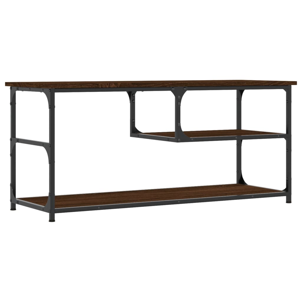 Tv-Meubel 03X38X46,5 Cm Bewerkt Hout Staal Bruin Eikenkleur Bruineiken