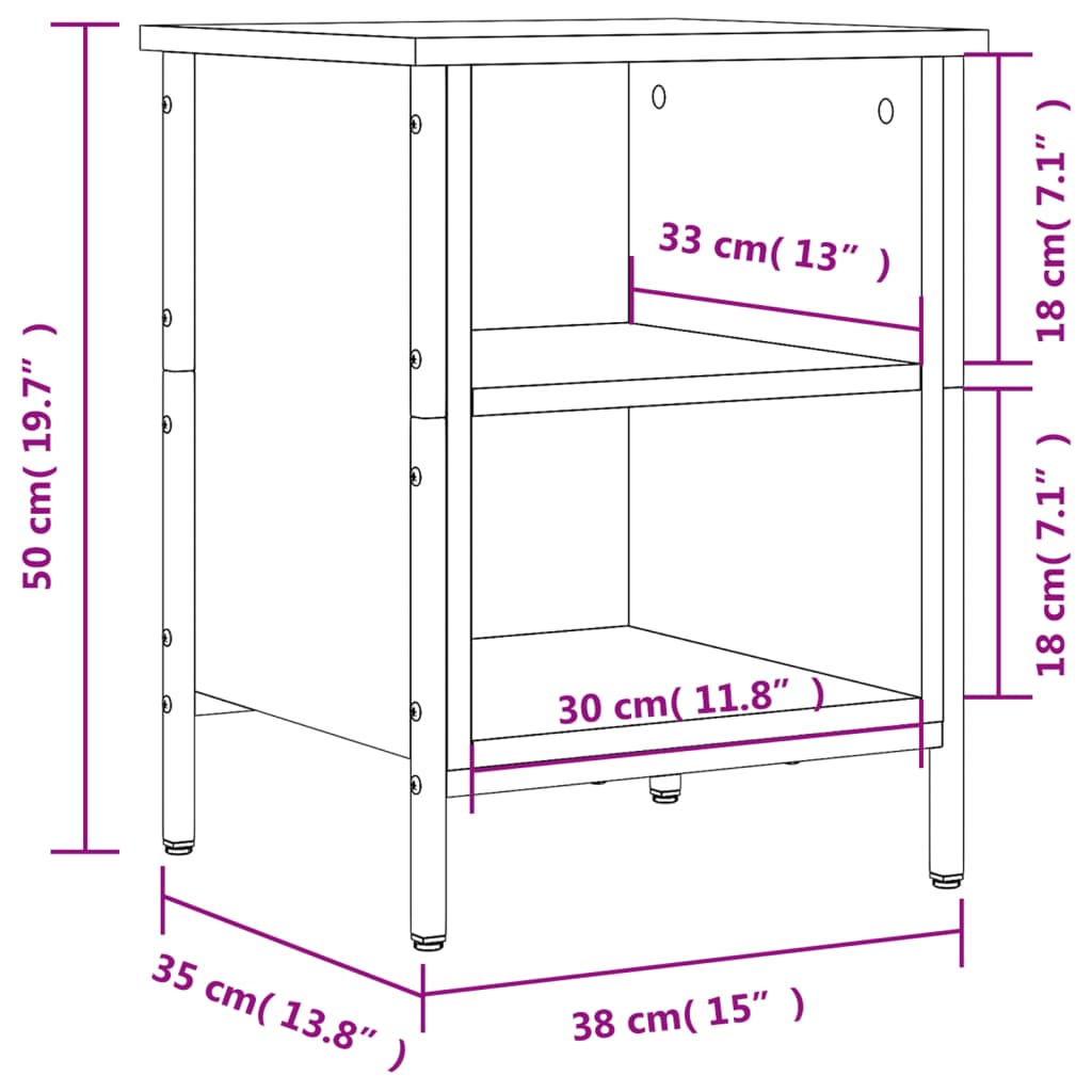 Schoenenkast Bewerkt Hout Kleurig 38 x 35 x 50 cm Gerookt eiken