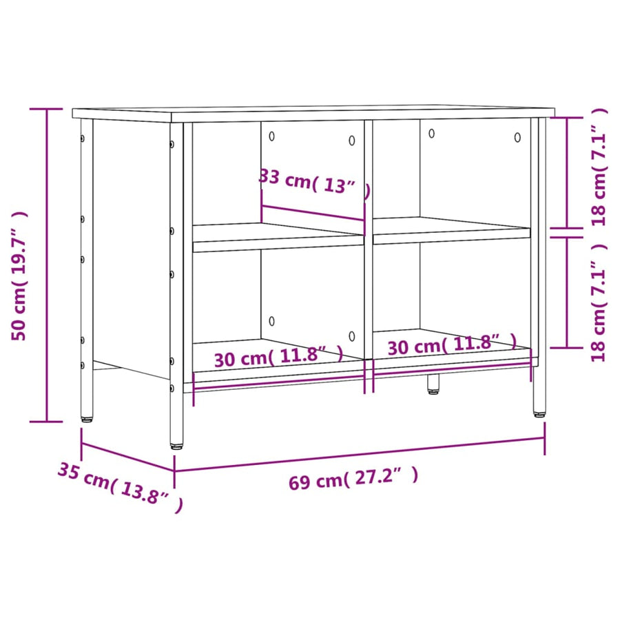 Schoenenkast Bewerkt Hout Eikenkleurig 69 x 35 x 50 cm Grijs sonoma