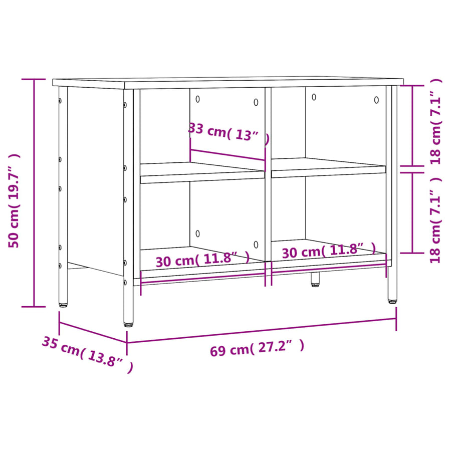 Schoenenkast 69X35X50 Cm Bewerkt Hout Bruin Eikenkleur