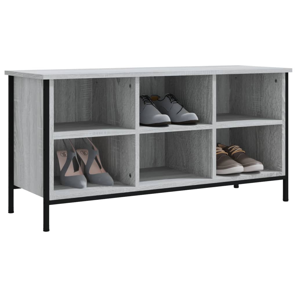 Schoenenkast Bewerkt Hout Eikenkleur 100 x 35 x 50 cm Grijs sonoma