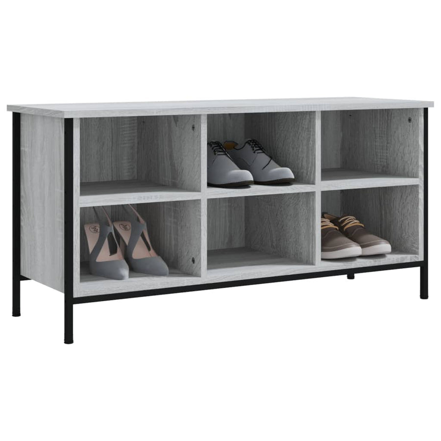 Schoenenkast Bewerkt Hout Eikenkleur 100 x 35 x 50 cm Grijs sonoma