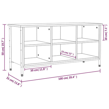 Schoenenkast Bewerkt Hout Eikenkleur 100 x 35 x 50 cm Grijs sonoma