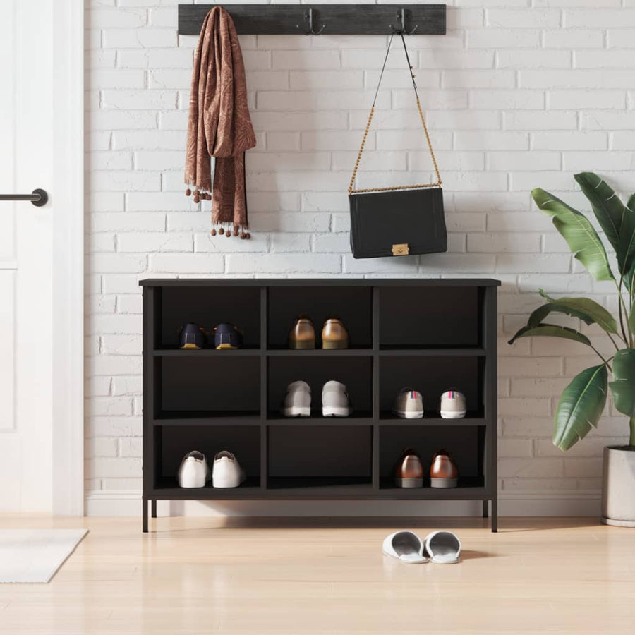 Schoenenkast Bewerkt Hout 100 x 35 x 70 cm Zwart