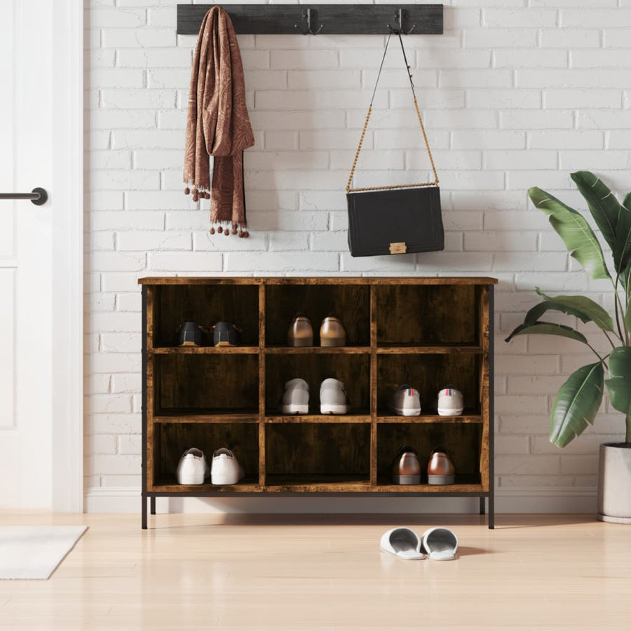 Schoenenkast Bewerkt Hout Kleurig 100 x 35 x 70 cm Gerookt eiken