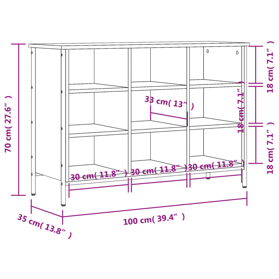 Schoenenkast 100X35X70 Cm Bewerkt Hout Grijs Sonoma Eikenkleur