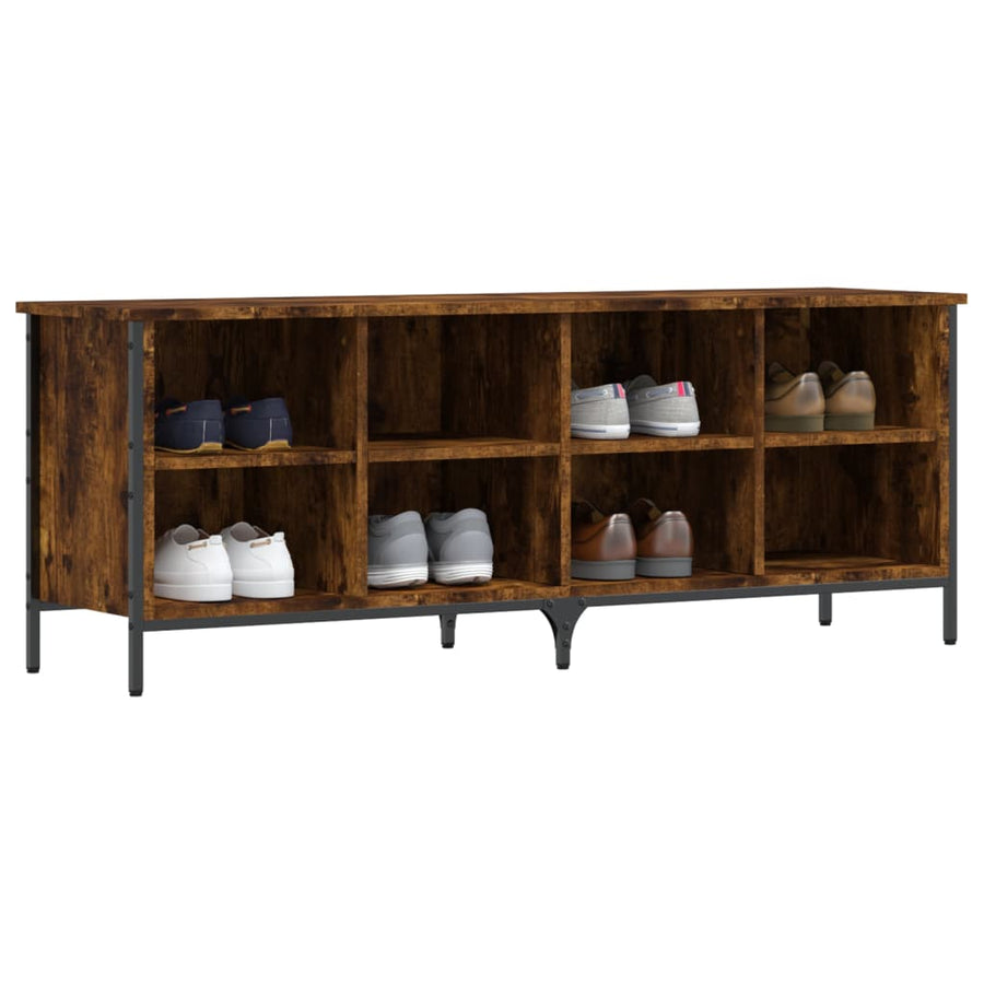 Schoenenkast 131X35X50 Cm Bewerkt Hout Gerookt Eikenkleurig