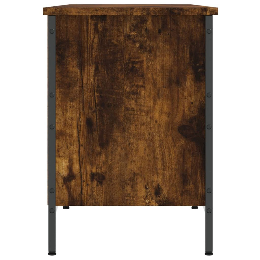 Schoenenkast 131X35X50 Cm Bewerkt Hout Gerookt Eikenkleurig