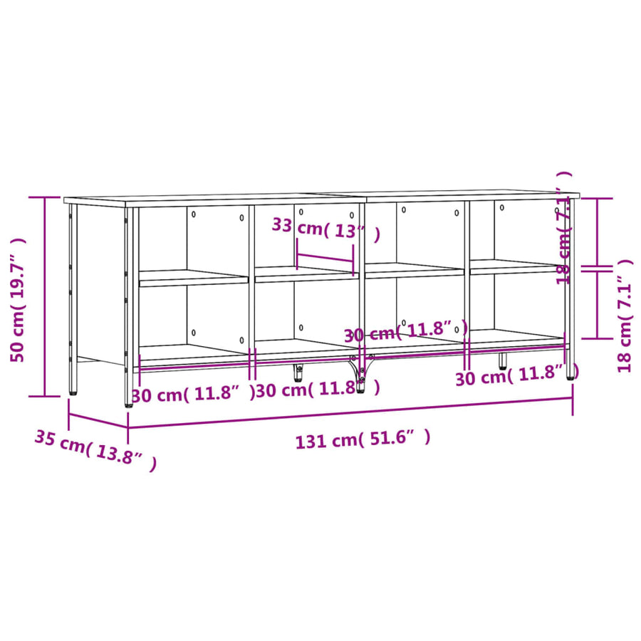 Schoenenkast 131X35X50 Cm Bewerkt Hout Gerookt Eikenkleurig