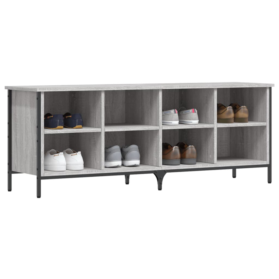 Schoenenkast Bewerkt Hout Eikenkleur 131 x 35 x 50 cm Grijs sonoma