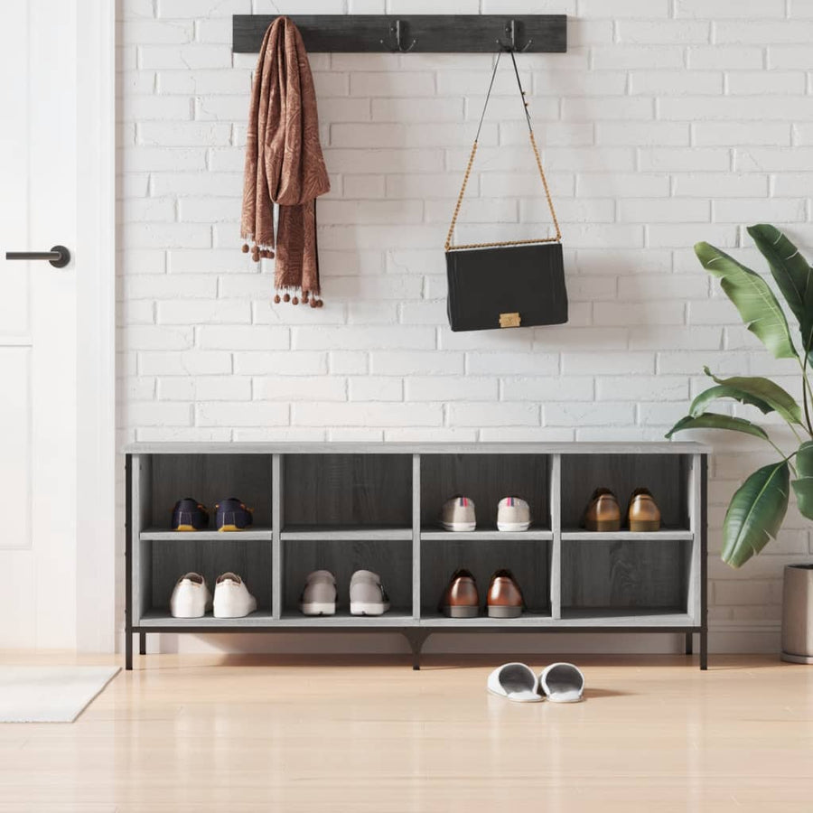 Schoenenkast Bewerkt Hout Eikenkleur 131 x 35 x 50 cm Grijs sonoma