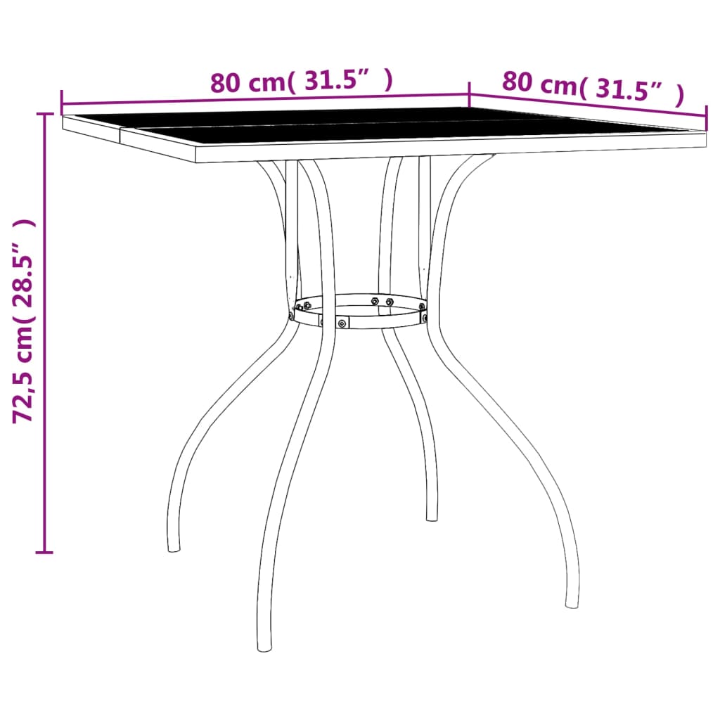 Tuintafel 80X80X72,5 Cm Staal Gaas Antracietkleurig 80 x 80 x 72.5 cm