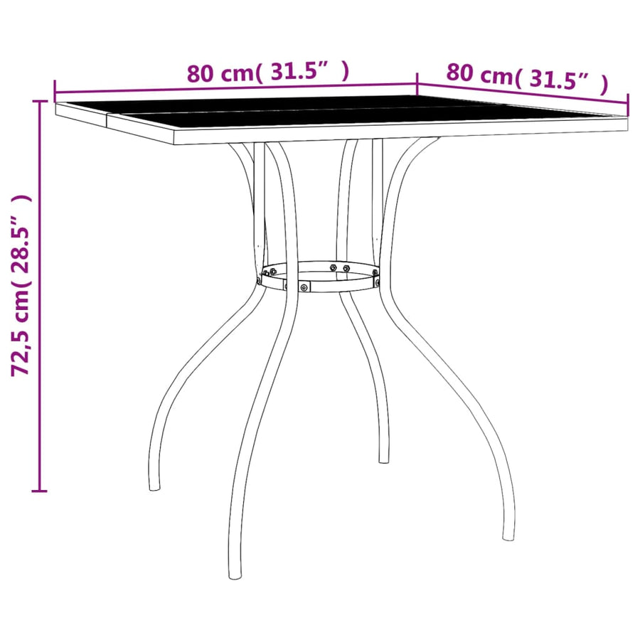 Tuintafel 80X80X72,5 Cm Staal Gaas Antracietkleurig 80 x 80 x 72.5 cm