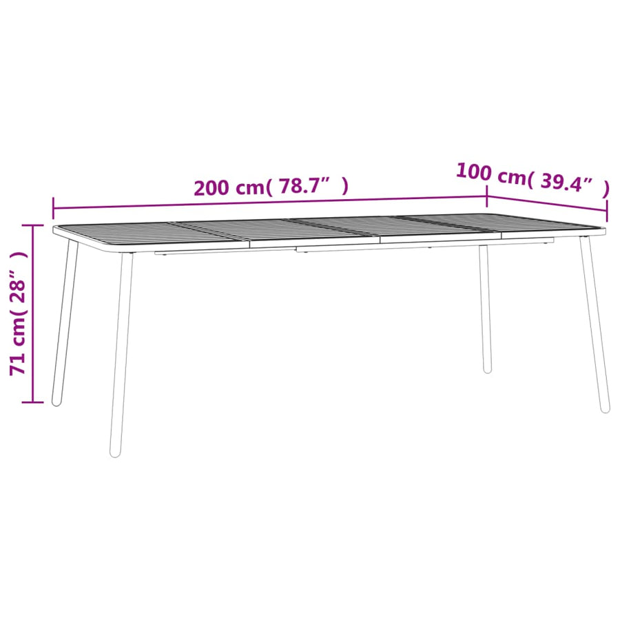 Tuintafel Staal Antracietkleurig 200 x 100 x 71 cm