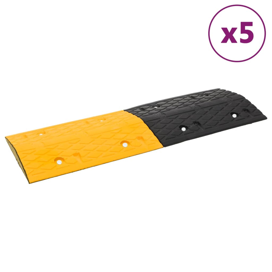 Verkeersdrempels 5 St 97X32,5X4 Cm Rubber Geel En Zwart