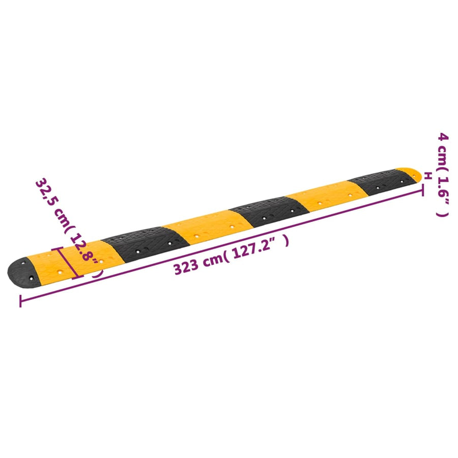 Verkeersdrempel 323X32,5X4 Cm Rubber Geel En Zwart 323 x 32.5 x 4 cm