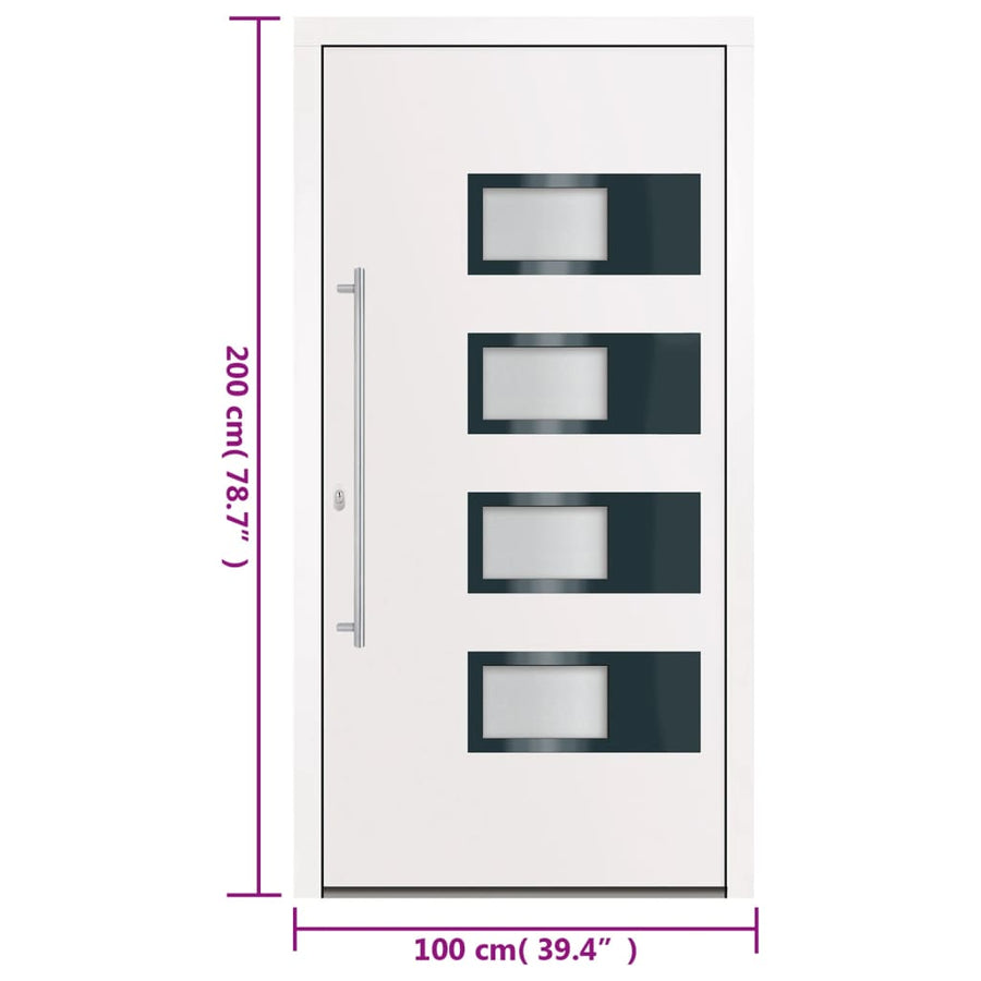 Voordeur 100X200 Cm Aluminium En Pvc Wit