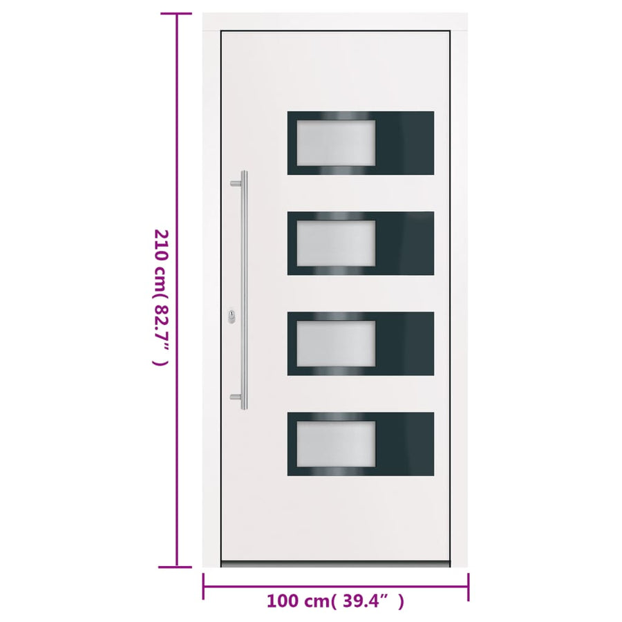 Voordeur 100X210 Cm Aluminium En Pvc Wit
