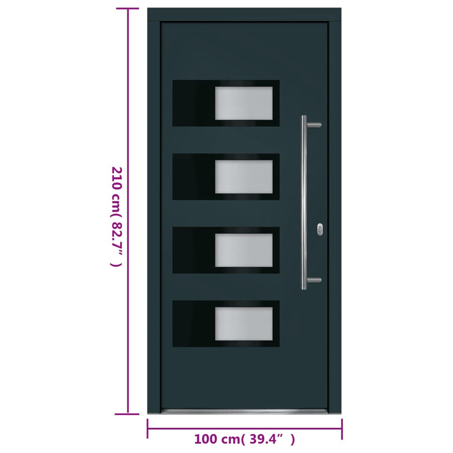 Voordeur 100X210 Cm Aluminium En Pvc Antracietkleurig