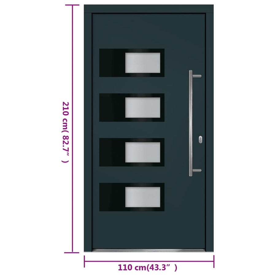 Voordeur 110X210 Cm Aluminium En Pvc Antracietkleurig