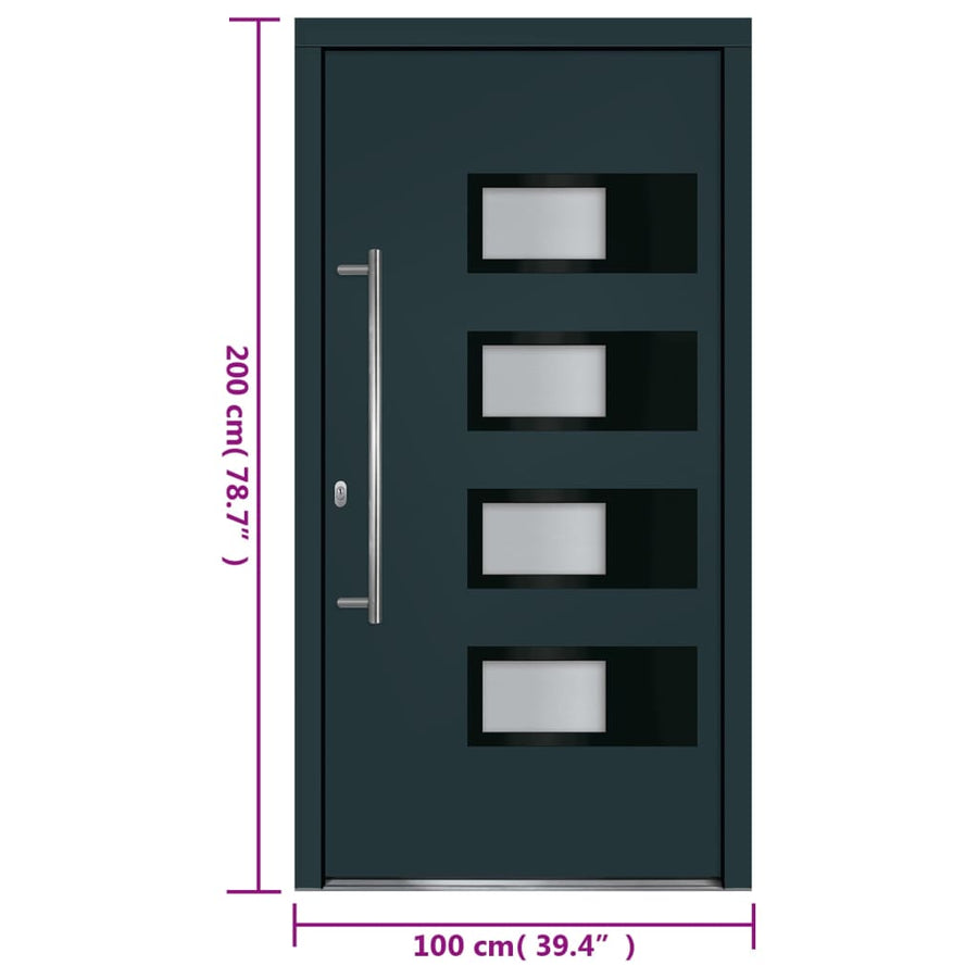 Voordeur 100X200 Cm Aluminium En Pvc Antracietkleurig