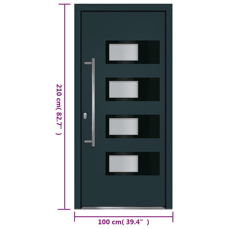 Voordeur 100X210 Cm Aluminium En Pvc Antracietkleurig