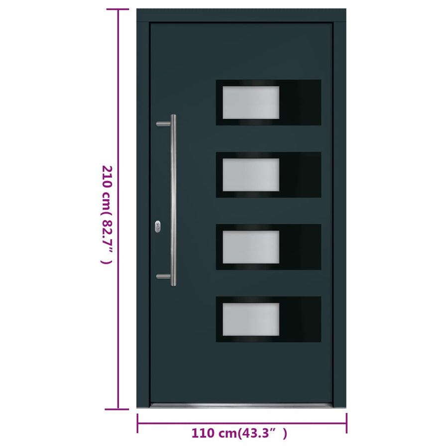 Voordeur 110X210 Cm Aluminium En Pvc Antracietkleurig