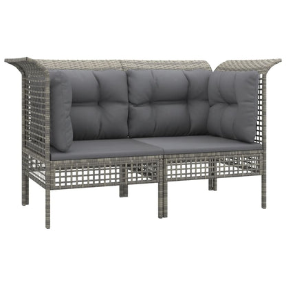 Tuinhoekbanken Met Kussens 2 St Poly Rattan Grijs Hoekbank (2 st)