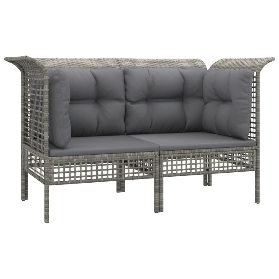 Tuinhoekbanken Met Kussens 2 St Poly Rattan Grijs Hoekbank (2 st)
