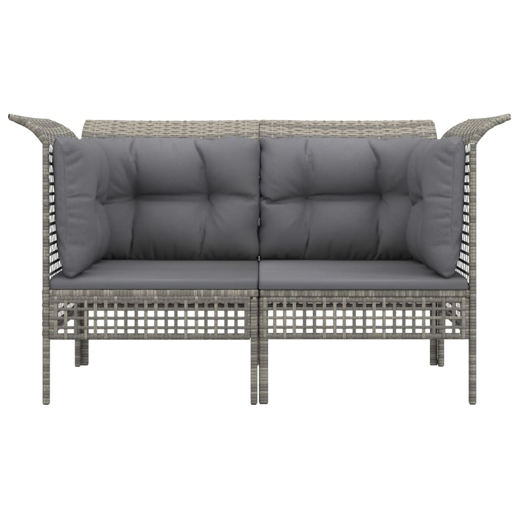 Tuinhoekbanken Met Kussens 2 St Poly Rattan Grijs Hoekbank (2 st)