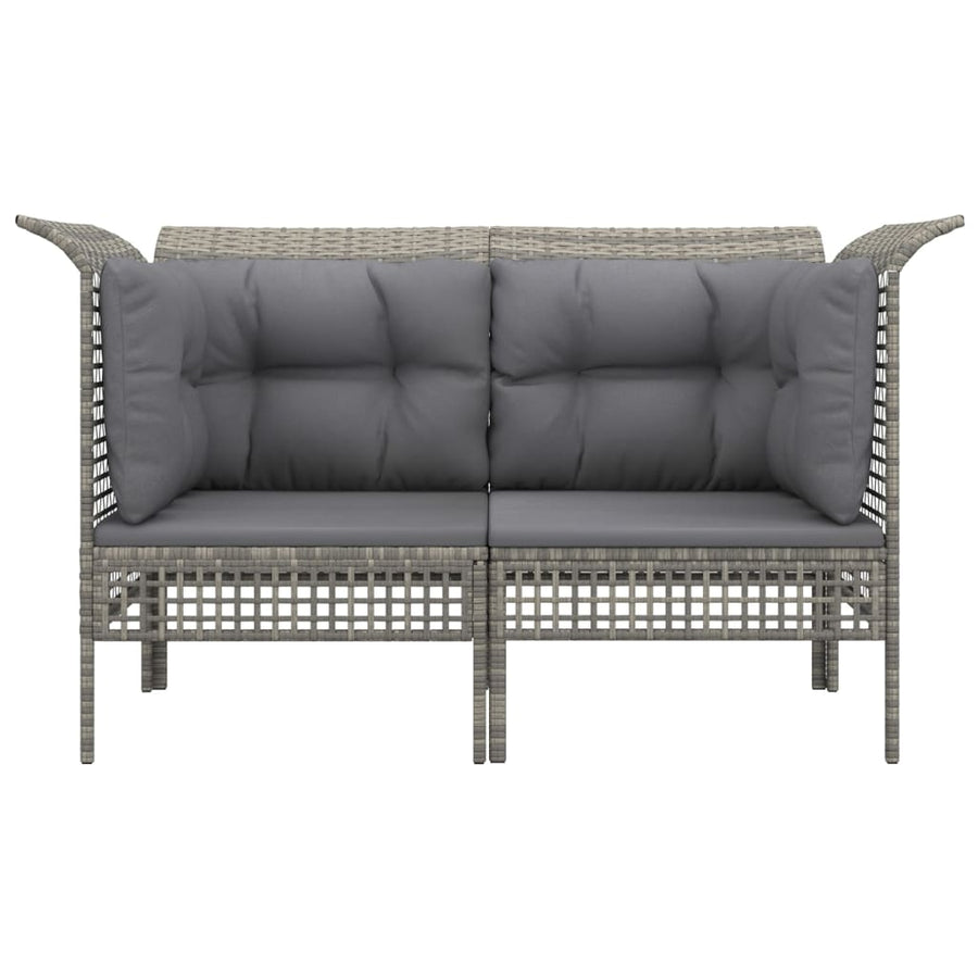 Tuinhoekbanken Met Kussens 2 St Poly Rattan Grijs Hoekbank (2 st)