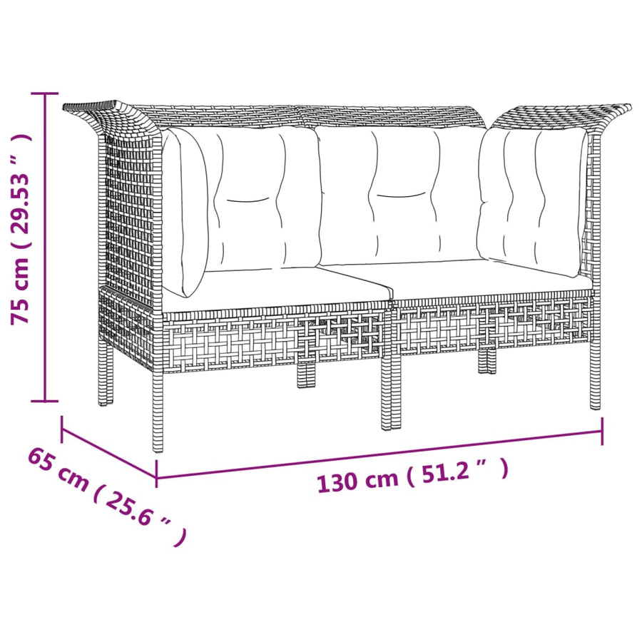 Tuinhoekbanken Met Kussens 2 St Poly Rattan Grijs Hoekbank (2 st)