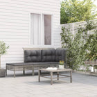 3-Delige Loungeset Met Kussens Poly Rattan Grijs hoek + midden + voetensteun