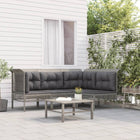 4-Delige Loungeset Met Kussens Poly Rattan Grijs 2x hoek + 2x midden