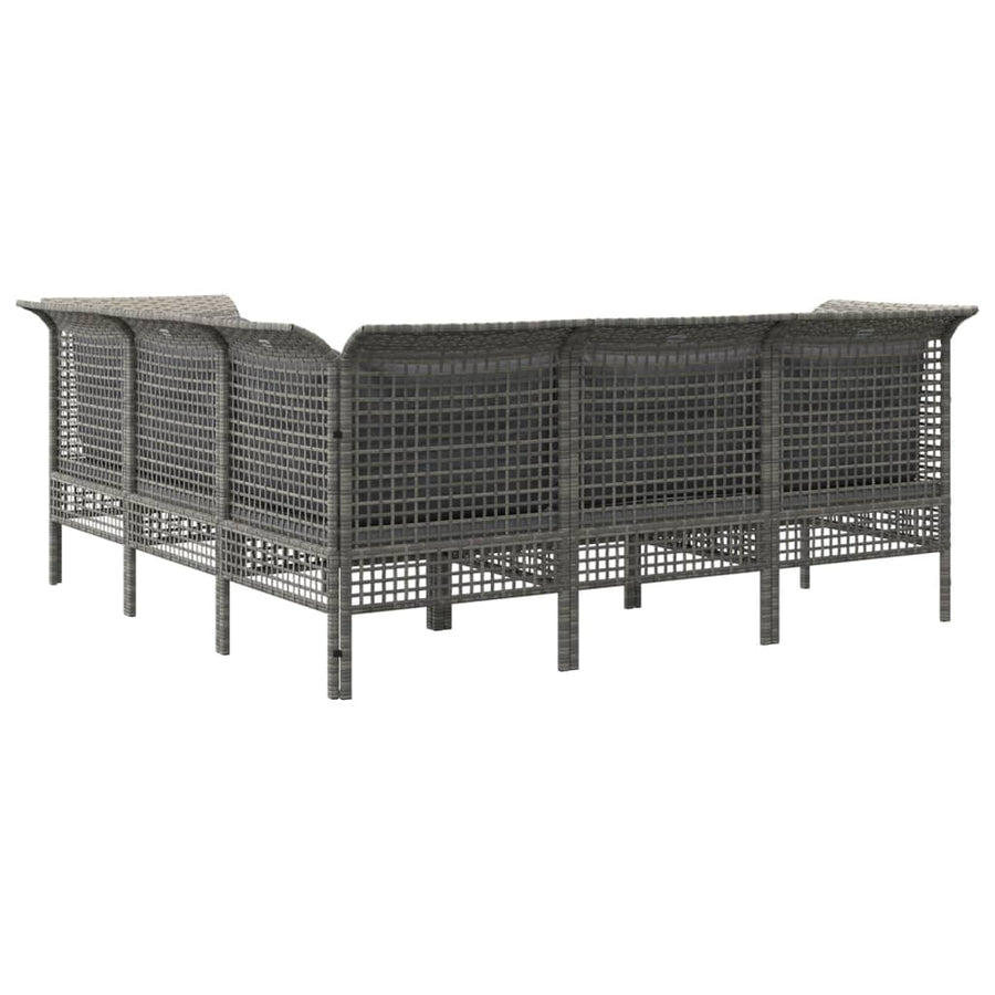 5-Delige Loungeset Met Kussens Poly Rattan Grijs 3x hoek + 2x midden