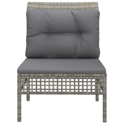 Tuin Met Kussens Poly Rattan Grijs Middenbank