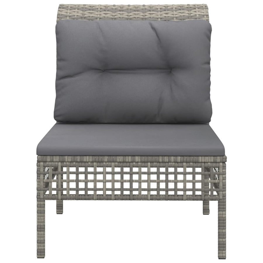 Tuin Met Kussens Poly Rattan Grijs Middenbank