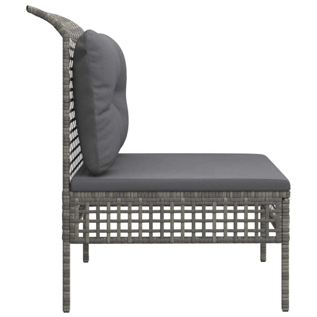 Tuin Met Kussens Poly Rattan Grijs Middenbank