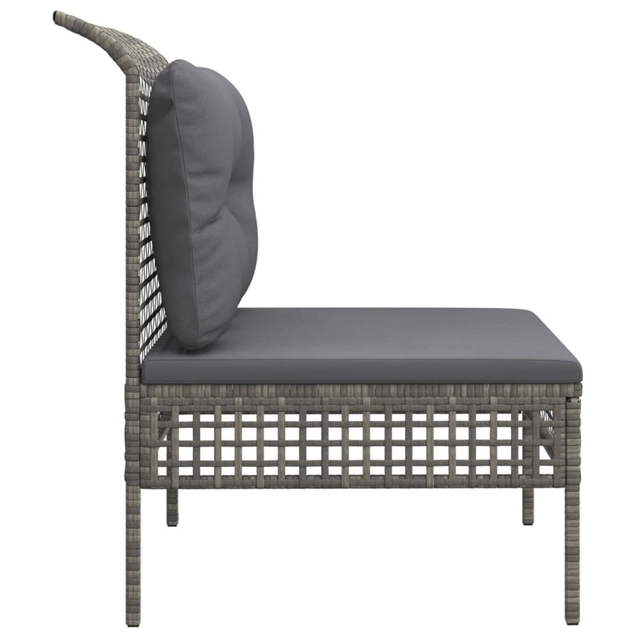 Tuin Met Kussens Poly Rattan Grijs Middenbank