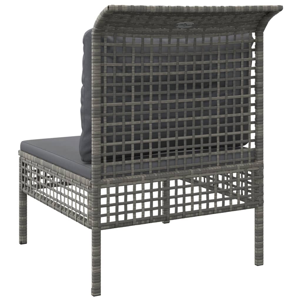 Tuin Met Kussens Poly Rattan Grijs Middenbank