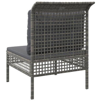 Tuin Met Kussens Poly Rattan Grijs Middenbank