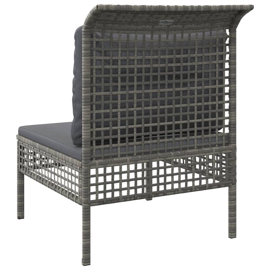 Tuin Met Kussens Poly Rattan Grijs Middenbank