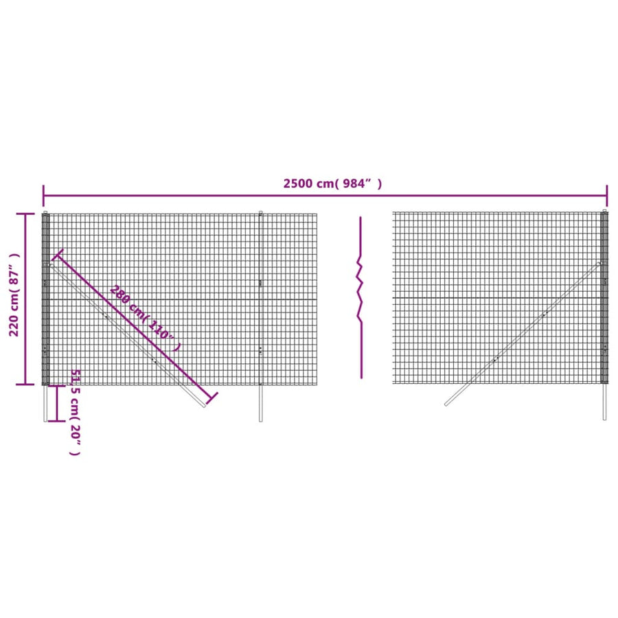 Draadgaashek 2,2x25 m gegalvaniseerd staal groen