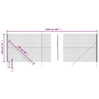 Draadgaashek 2x25 m gegalvaniseerd staal groen