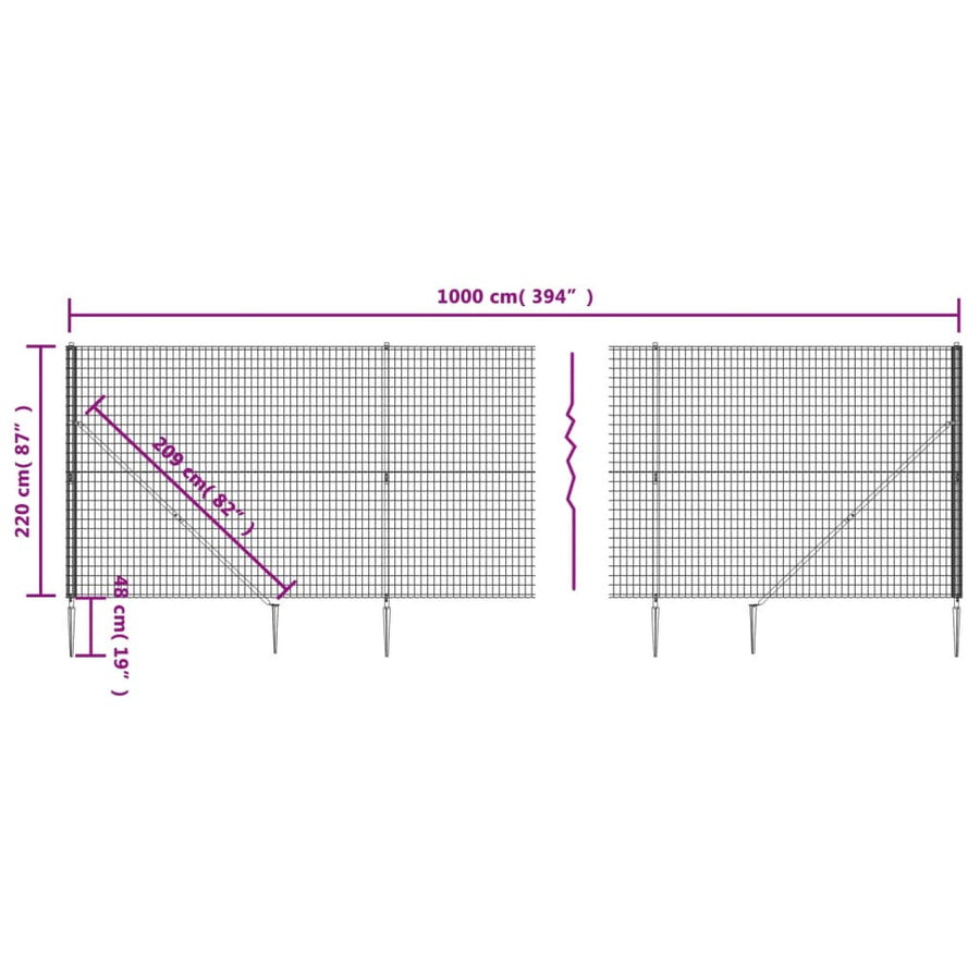Draadgaashek Met Grondankers 2,2X0 M Groen 2.2 x 10 m