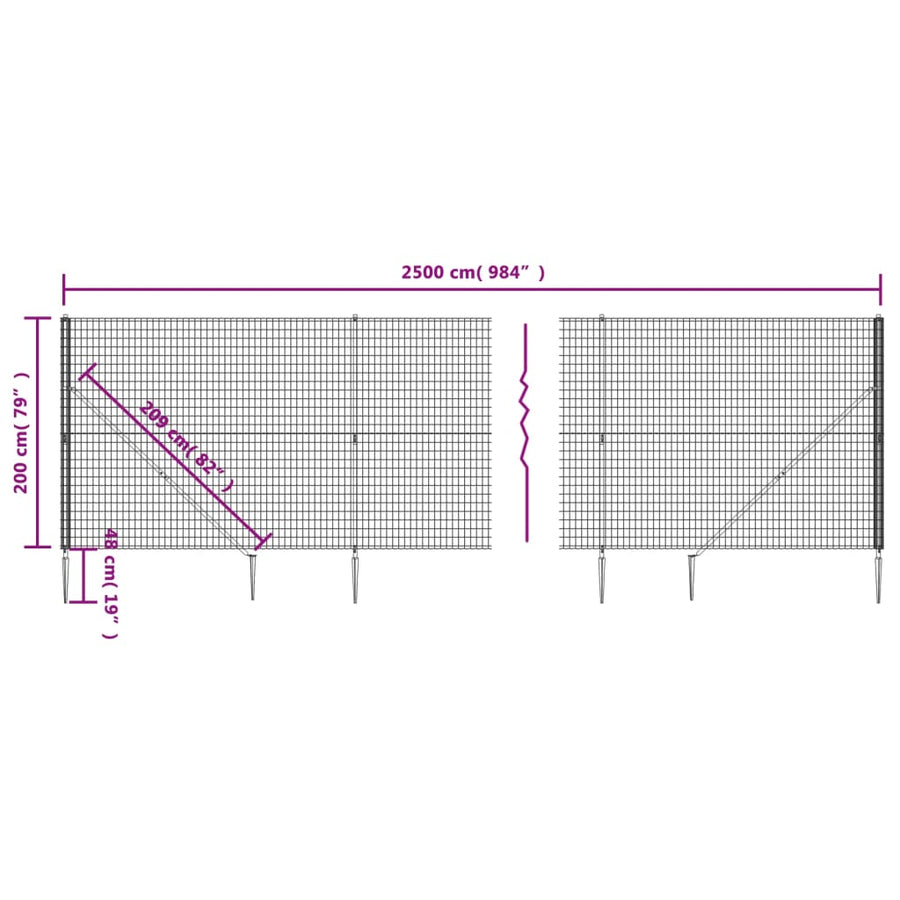 Draadgaashek Met Grondankers 2X25 M Groen